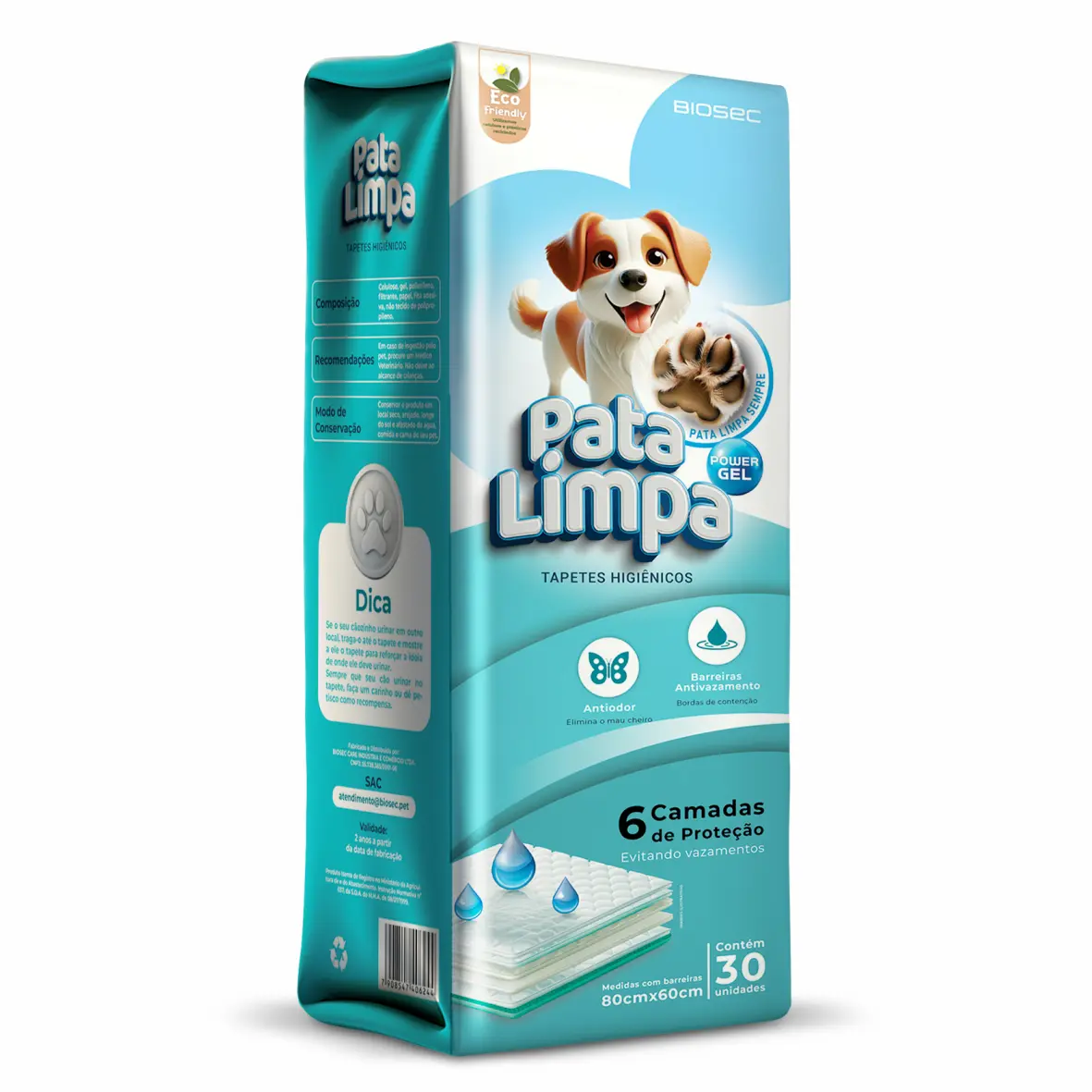 Tapete Higiênico 80x60 30un Pata Limpa Descartável Cachorro Pet Cão Fralda Manta Absorvente