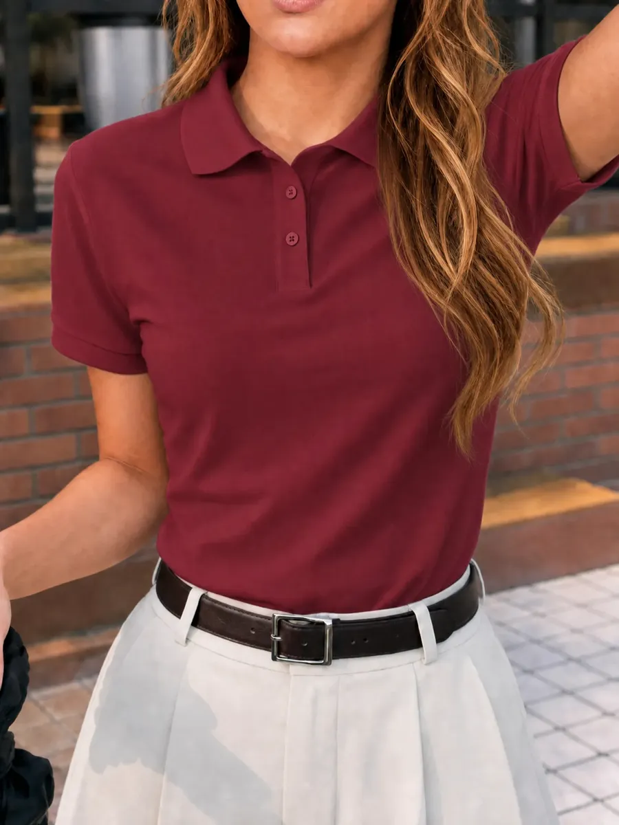 Camisa Gola Polo Feminina Básica Algodão Social Uniforme