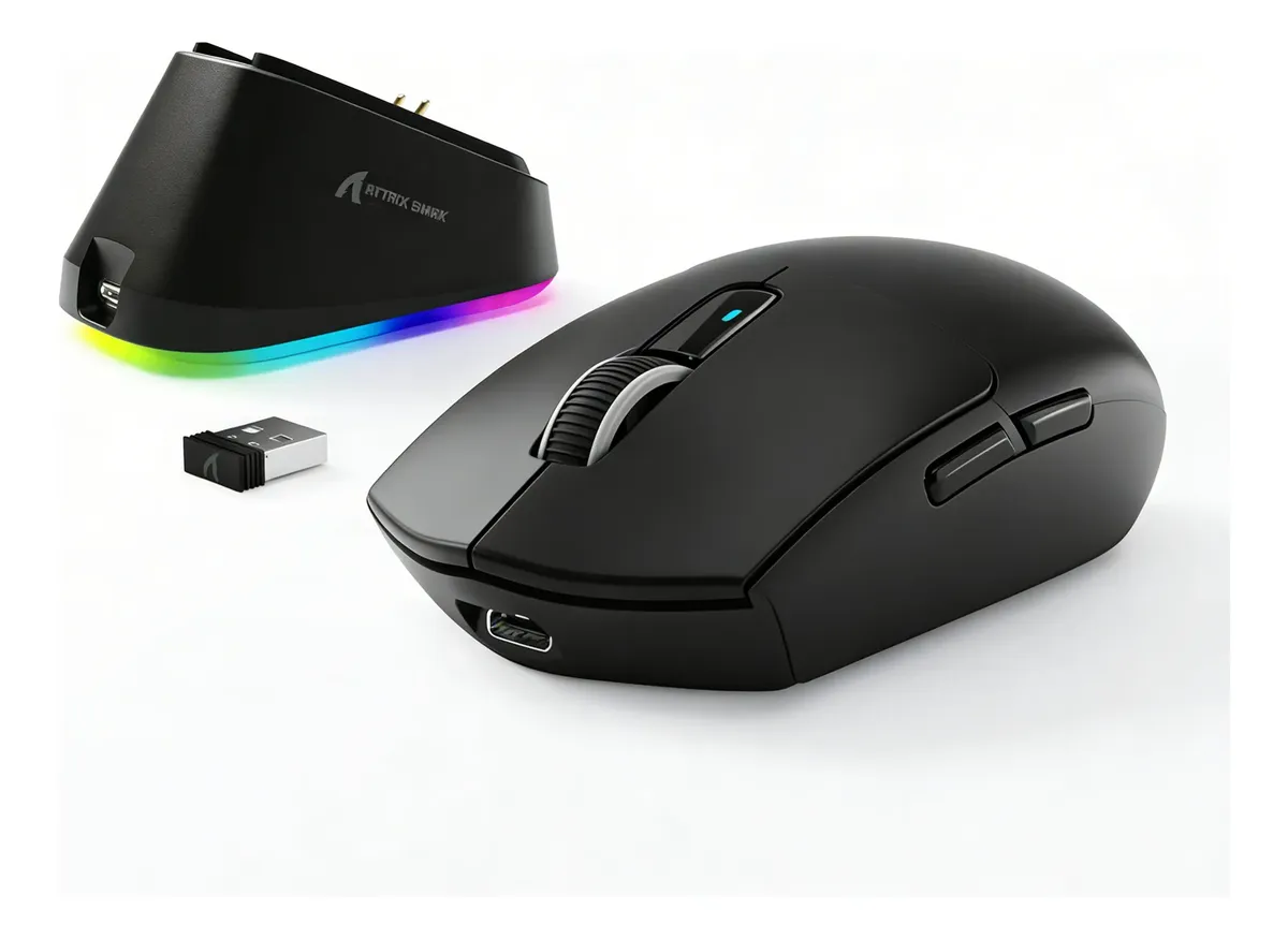 Mouse Gamer Attack Shark G3pro Sem Fio 25000 Dpi Dock Rgb