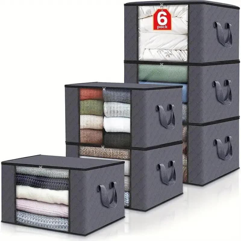 Kit6 Saco Organizador Guarda Roupa Dobrável Edredom Cobertor
